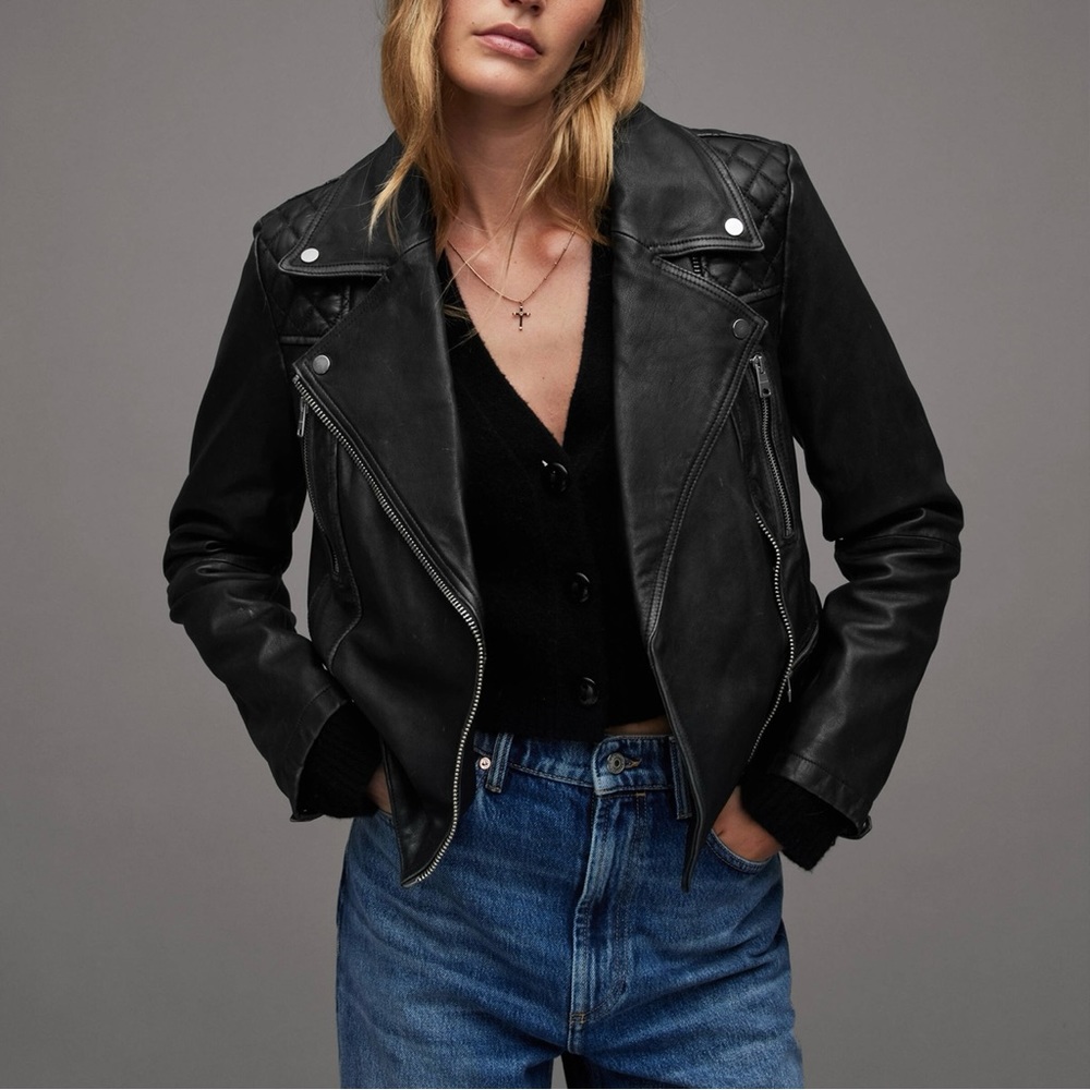 ALLSAINTS Cargo Distressed Leather Biker Jacket